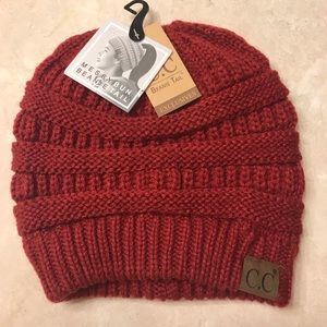 CC messy bun/ponytail beanie
